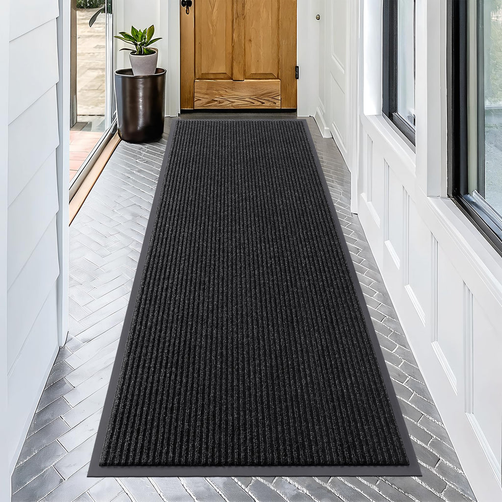 OLANLY Front Door Mat Indoor Outdoor Entrance, Waterproof Heavy Duty Doormat, Fade Resistant, Low Profile, Easy Clean Patio Porch Welcome Floor Mats for Entry, 29.5x17, Grey
