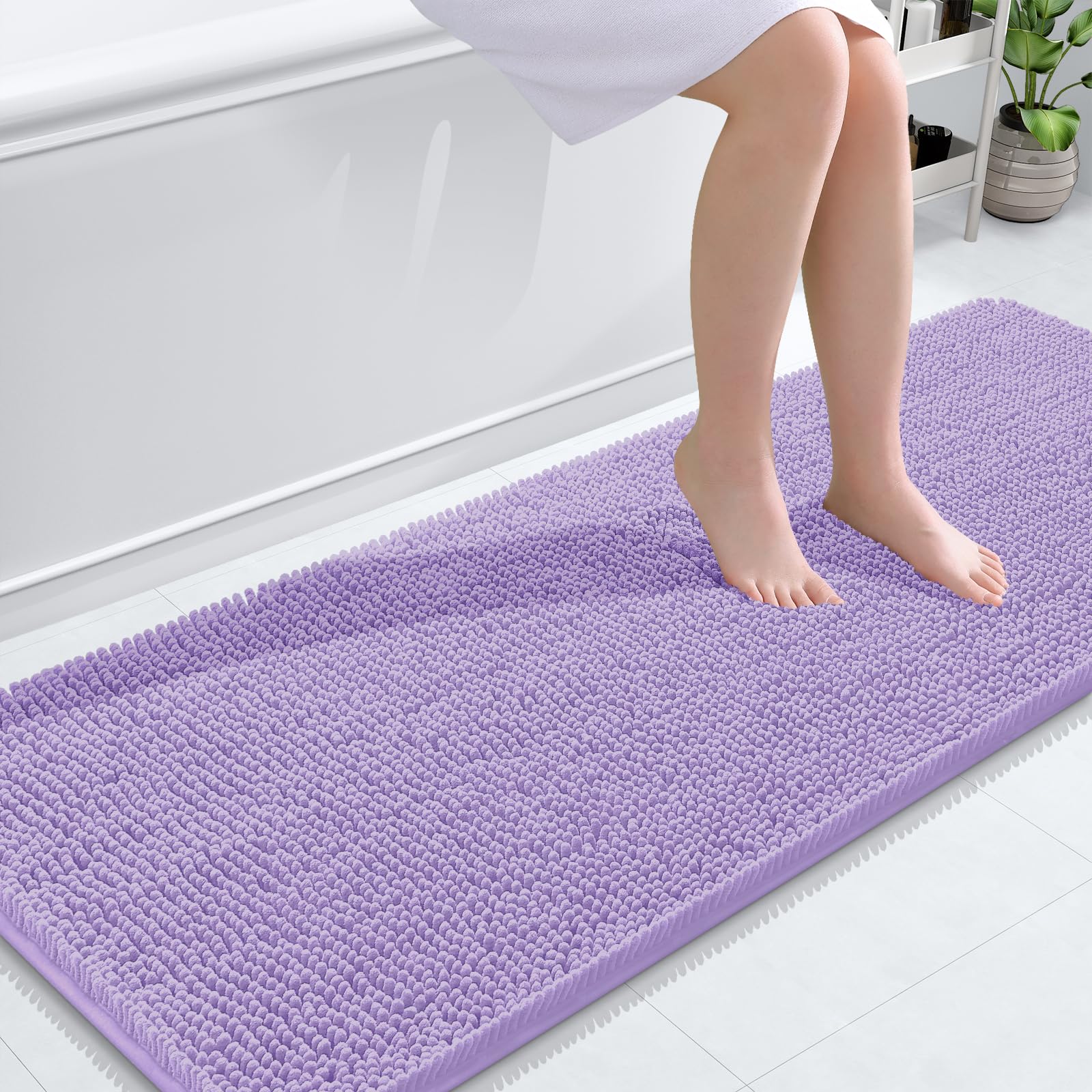 OLANLY Bathroom Rugs 30x20, Extra Soft Absorbent Chenille Bath Rugs, Rubber Backing Quick Dry, Machine Washable Bath Mats for Bathroom Floor, Tub and Shower, Home Decor Accessories, Grey