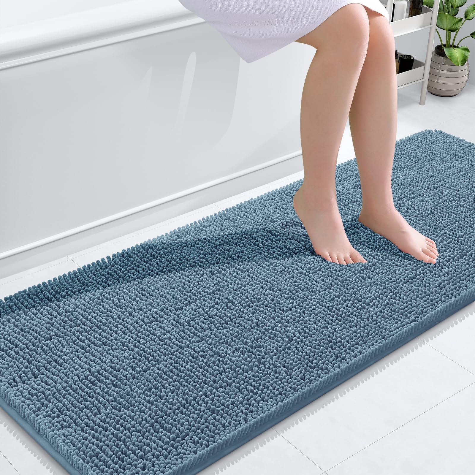 OLANLY Bathroom Rugs 30x20, Extra Soft Absorbent Chenille Bath Rugs, Rubber Backing Quick Dry, Machine Washable Bath Mats for Bathroom Floor, Tub and Shower, Home Decor Accessories, Grey