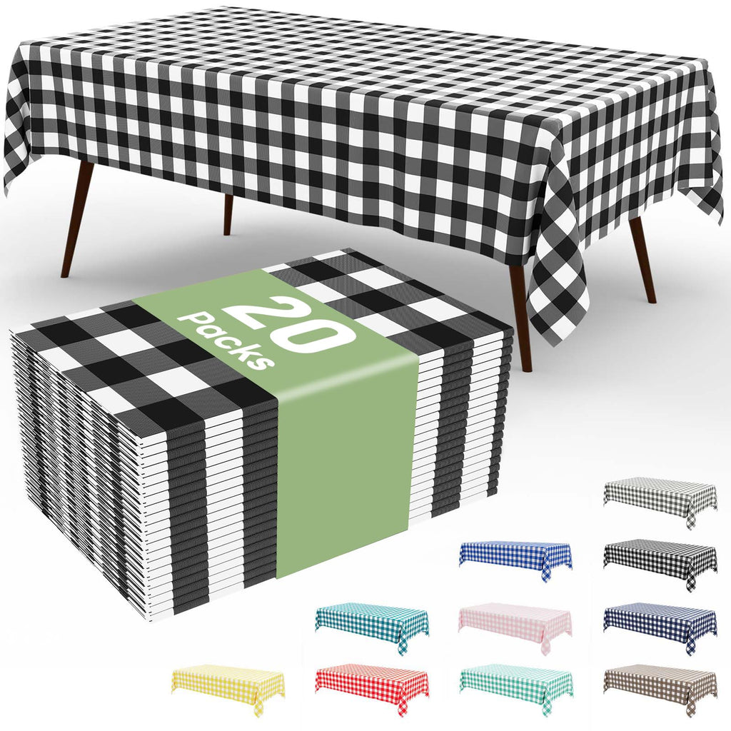 Smiry 3 Pack Red Gingham Disposable Tablecloths - 54" x 108" Heavy Duty Plastic Table Cloth, Waterproof Buffalo Plaid Table Covers for Picnic, Banquets, Outdoor Parties