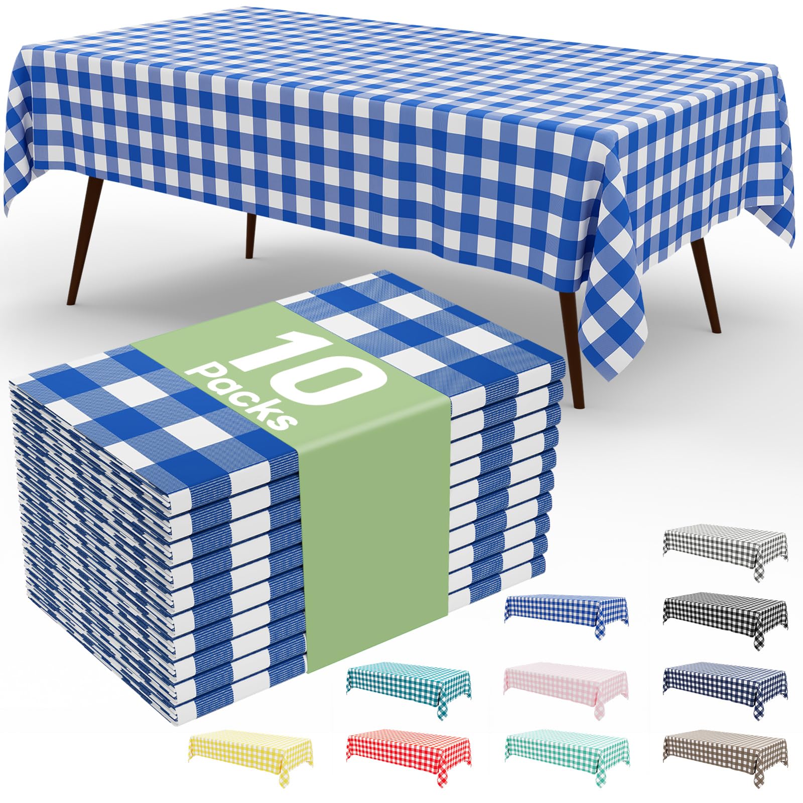 Smiry 3 Pack Red Gingham Disposable Tablecloths - 54" x 108" Heavy Duty Plastic Table Cloth, Waterproof Buffalo Plaid Table Covers for Picnic, Banquets, Outdoor Parties