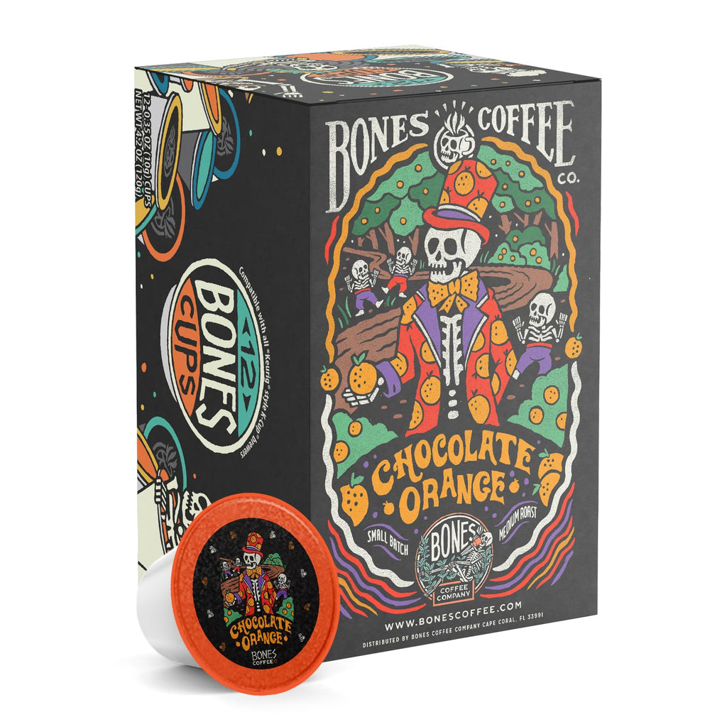 Bones Coffee Company Flavored Coffee Bones Cups Highland Grog Butterscotch Caramel | 12ct Single-Serve Coffee Pods Compatible with Keurig 1.0 & 2.0 Keurig Coffee Maker