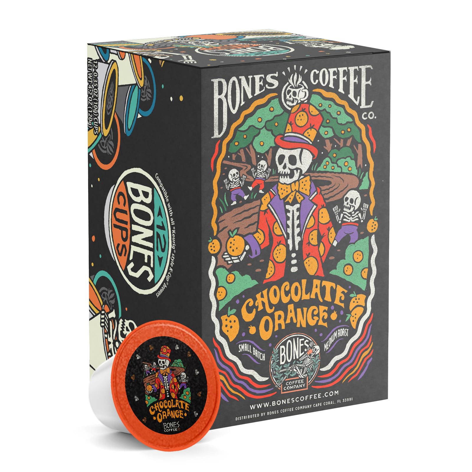 Bones Coffee Company Flavored Coffee Bones Cups Highland Grog Butterscotch Caramel | 12ct Single-Serve Coffee Pods Compatible with Keurig 1.0 & 2.0 Keurig Coffee Maker