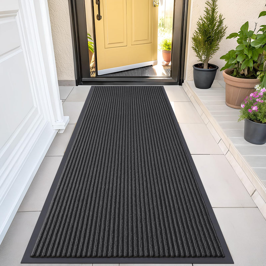 OLANLY Front Door Mat Indoor Outdoor Entrance, Waterproof Heavy Duty Doormat, Fade Resistant, Low Profile, Easy Clean Patio Porch Welcome Floor Mats for Entry, 29.5x17, Grey
