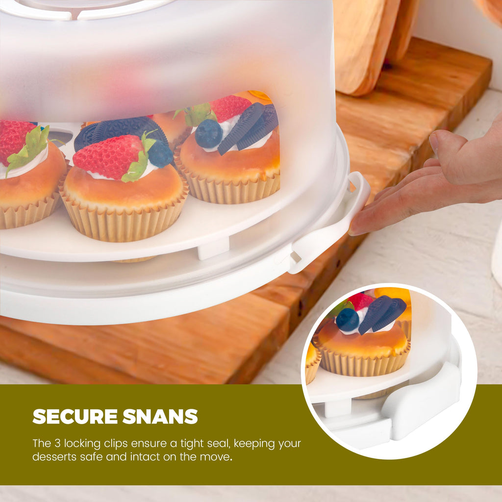 Green Cake Containers with Lids Round Plastic Cupcake Holders 4-in-1 Multipurpose Cake Carrier Holder for 11 Inch Cake Pies Cupcake Eggs Fruit or Snack Transport