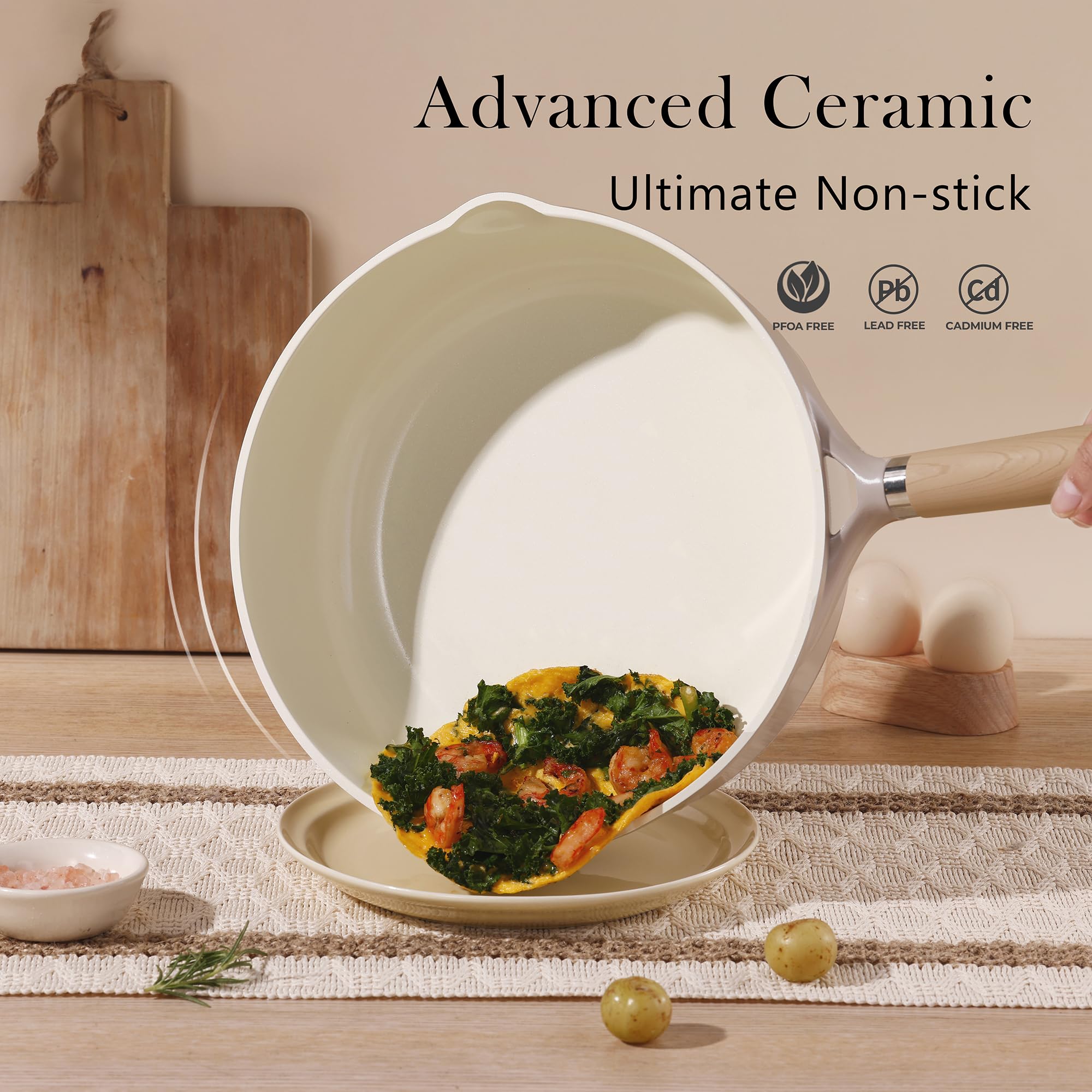 CAROTE Nonstick Frying Pan Skillet,Non Stick Granite Fry Pan Egg Pan Omelet Pans, Stone Cookware Chef's Pan, PFOA Free,Induction Compatible(Classic Granite, 8-Inch)