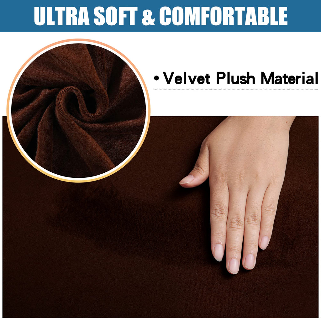 Smiry Velvet Seat Covers for Dining Room Chair Set of 4, Stretch Fit Removable Washable Chair Seat Cushion Protector Slipcovers with Ties, Black