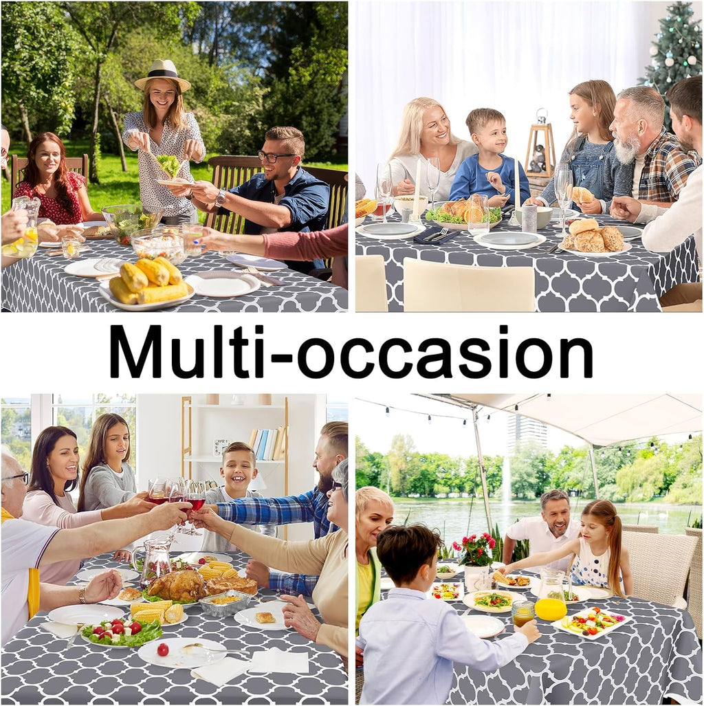 Smiry Rectangle Table Cloth, Waterproof Vinyl Tablecloths with Flannel Backing for Rectangle Tables, Wipeable Spillproof Plastic Tablecloth for Dining, Camping, Indoor and Outdoor (60"x84", Grey)