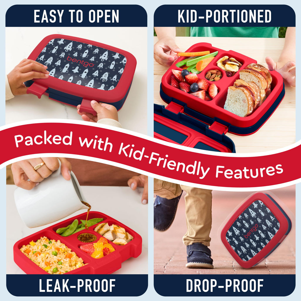 Bentgo Kids Prints Leak-Proof, 5-Compartment Bento-Style Kids Lunch Box - Ideal Portion Sizes for Ages 3-7, Durable, Drop-Proof, Dishwasher Safe, & PFAS & BPA-Free Materials (Unicorn)