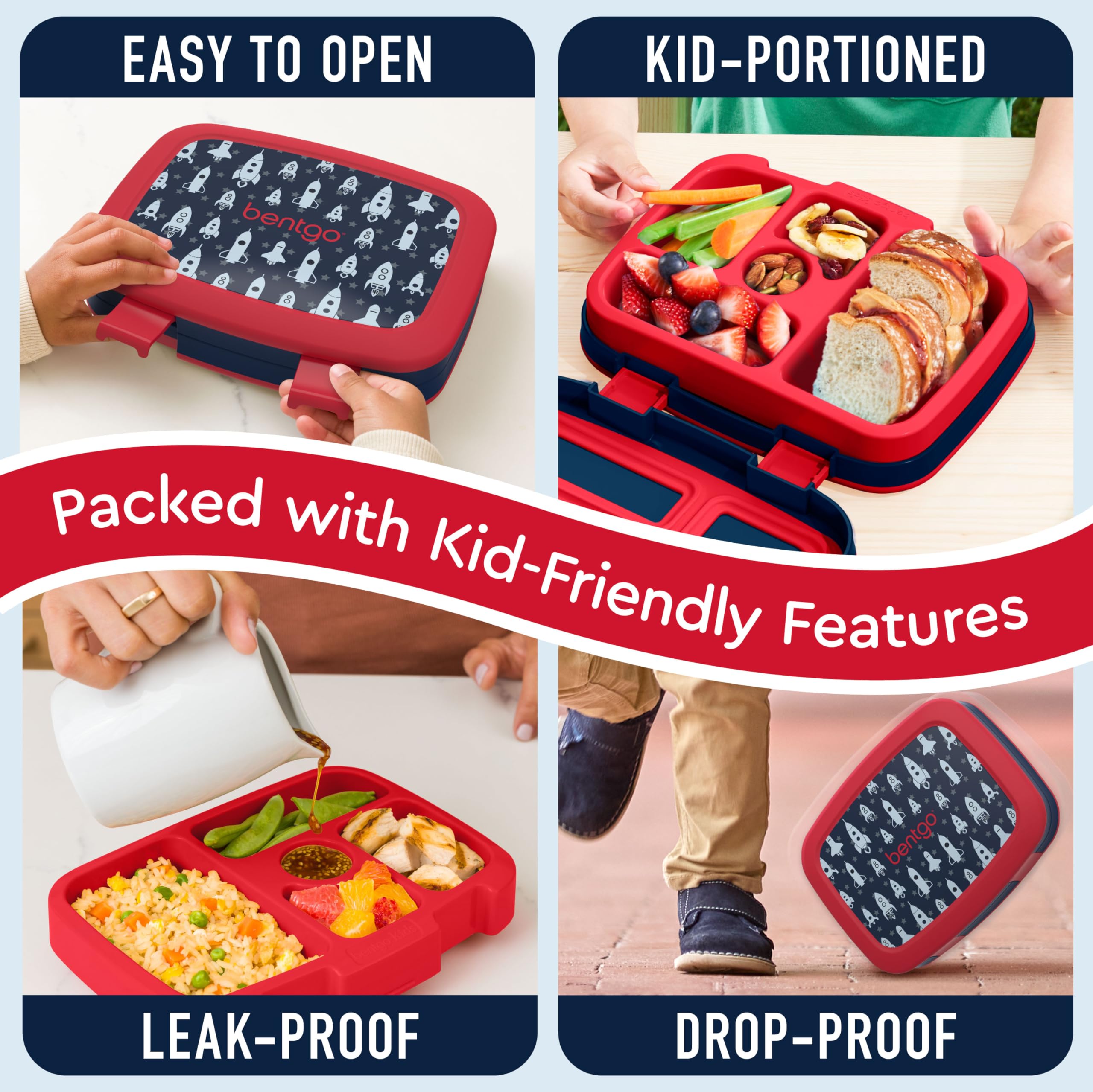 Bentgo Kids Prints Leak-Proof, 5-Compartment Bento-Style Kids Lunch Box - Ideal Portion Sizes for Ages 3-7, Durable, Drop-Proof, Dishwasher Safe, & PFAS & BPA-Free Materials (Unicorn)