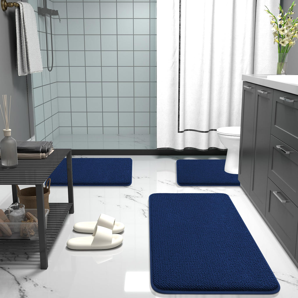 OLANLY Bathroom Rugs Sets 2 Piece, Soft Absorbent Memory Foam Bath Rug Set, Non-Slip, Quick Dry, Machine Washable Bath Mats for Bathroom, Home Decor Accessories (30"x20"+24"x16", Grey)