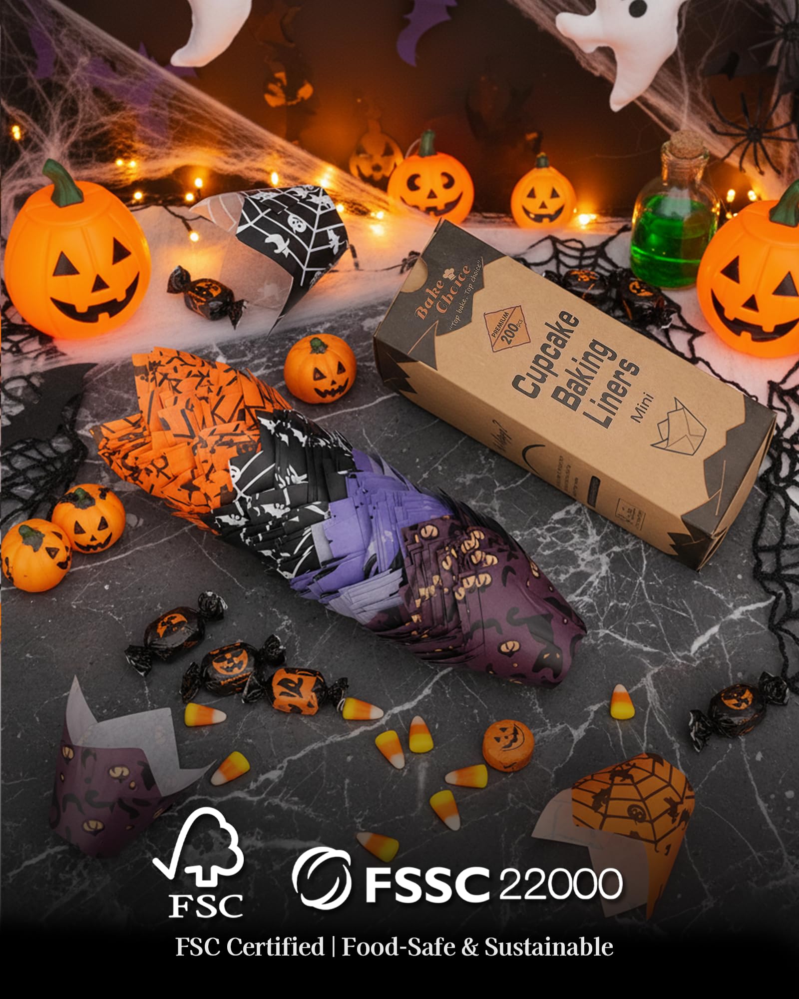 200pcs Natural Mini Tulip Cupcake Liners for Baking Cups, Unbleached, Greaseproof EU Parchment paper, Mini Tulip Muffin Liners for Party, Christmas, Valentines