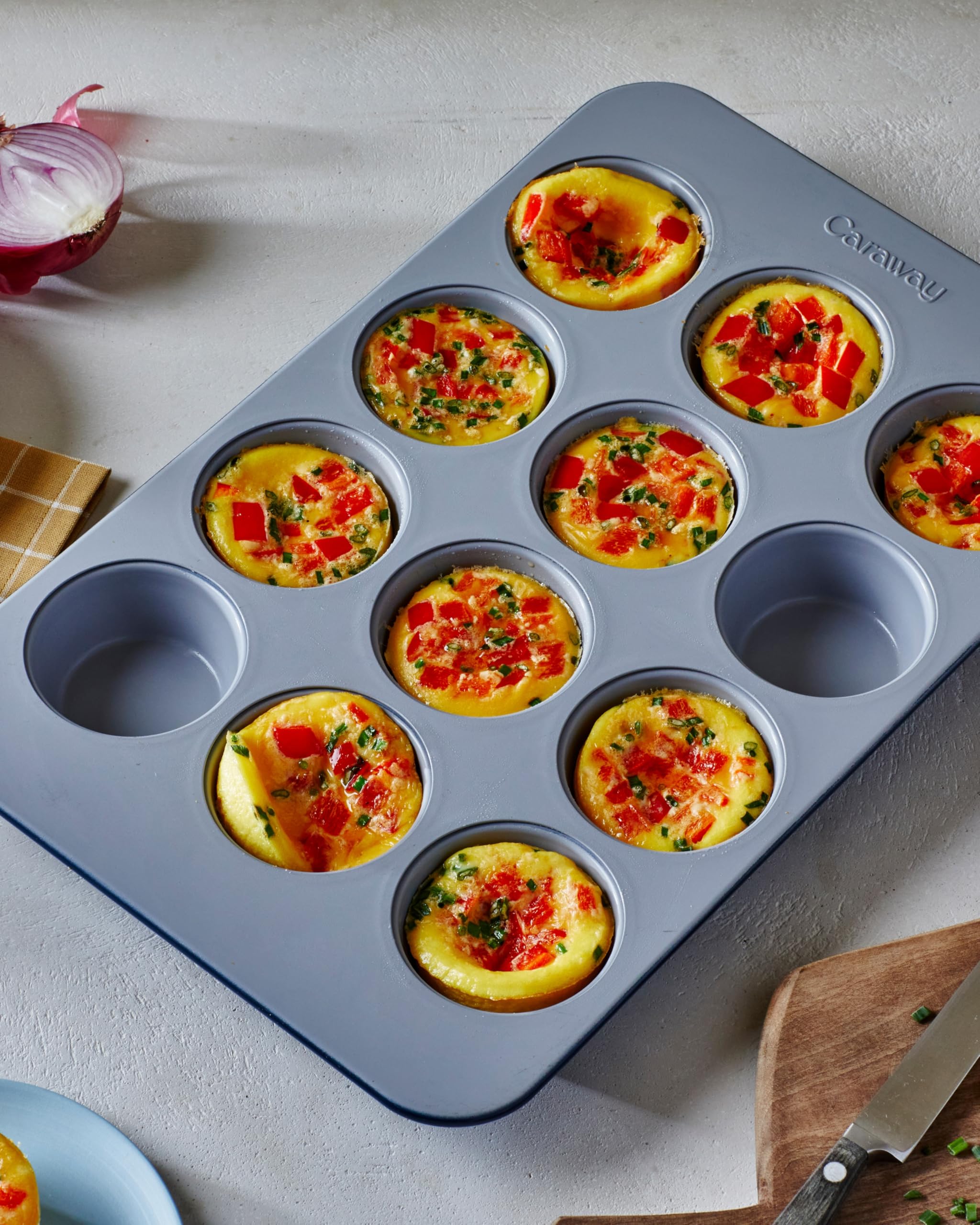 Caraway Non-Stick Ceramic 12-Cup Muffin Pan - Naturally Slick Ceramic Coating - Non-Toxic, PTFE & PFOA Free - Perfect for Cupcakes, Muffins, and More - Cream
