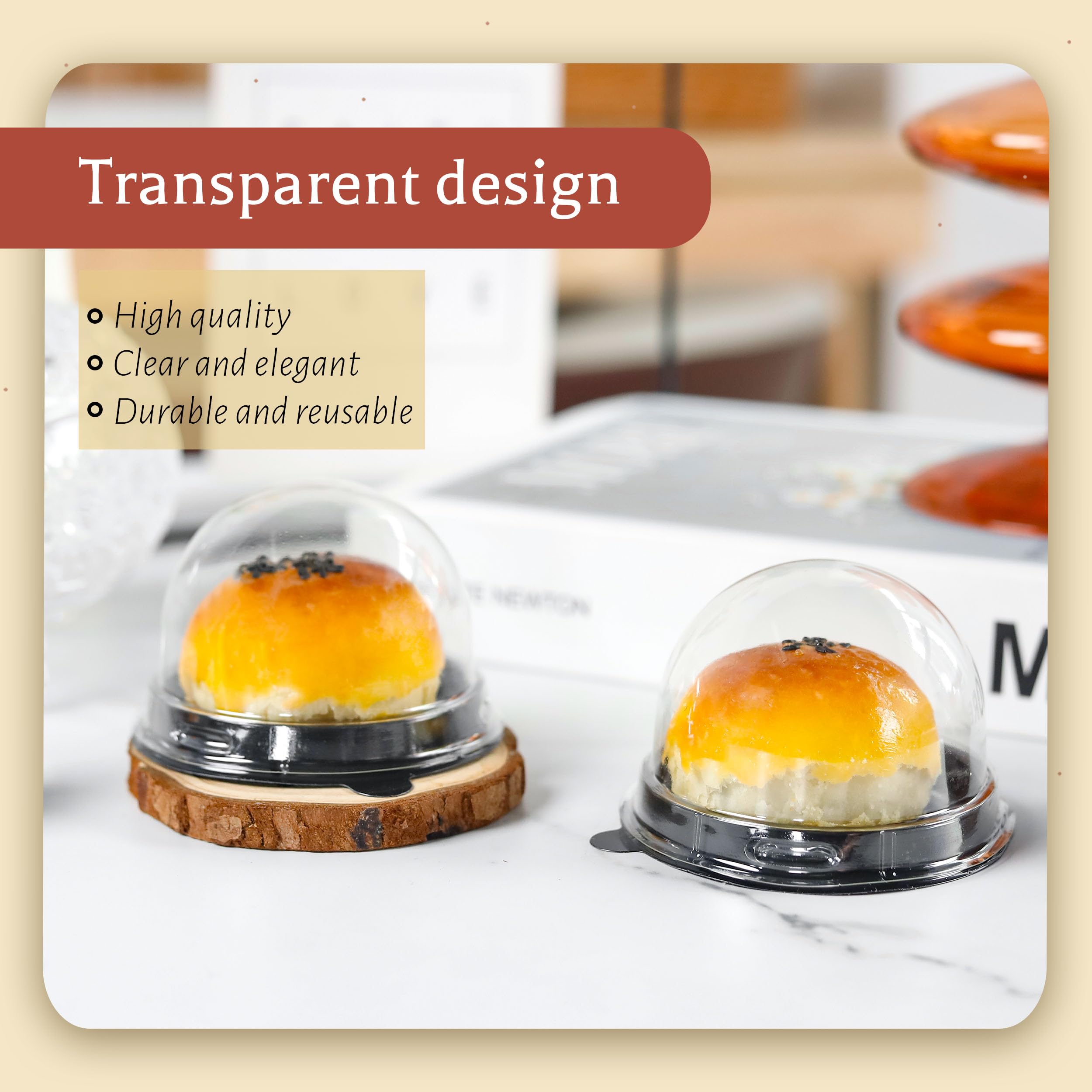 Mini Individual Cupcake Container Mini Cupcake Holder Desk Pet Containers for Chocolate Covered Cookies, Strawberry, Mooncake(50 Pack, Gold)