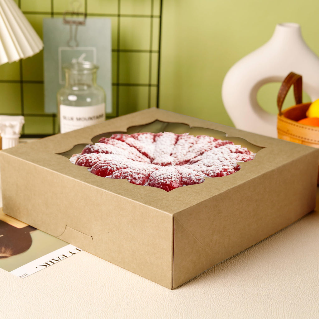 30 Pack Pie Boxes with Window 10x10x3 in Bakery Boxes Perfect for Pies, Cheesecake, Cookies, Muffins and Chocolate Covered Strawberries (Brown)