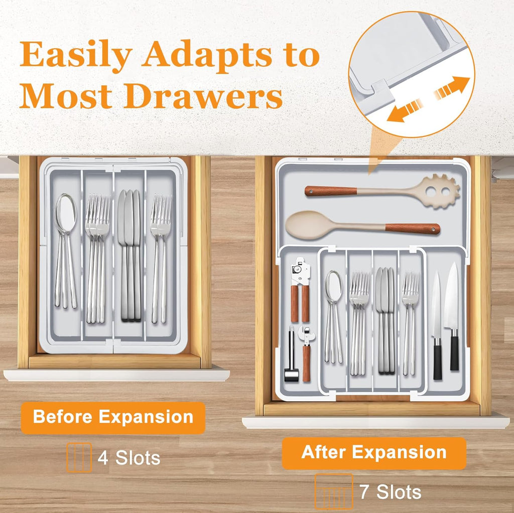 Homecor Silverware Drawer Organizer Utensil Drawer Organizer for Kitchen Grey