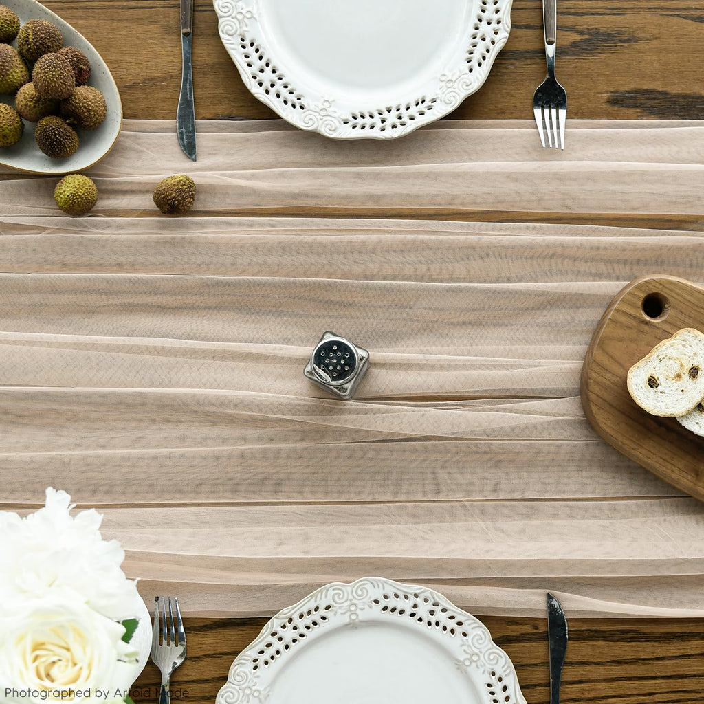 Artoid Mode Red Gauze Table Runner 120 Inch 10FT, Seasonal Sheer Kitchen Dining Holiday Wedding Birthday Baby Shower Table Decor for Home Party