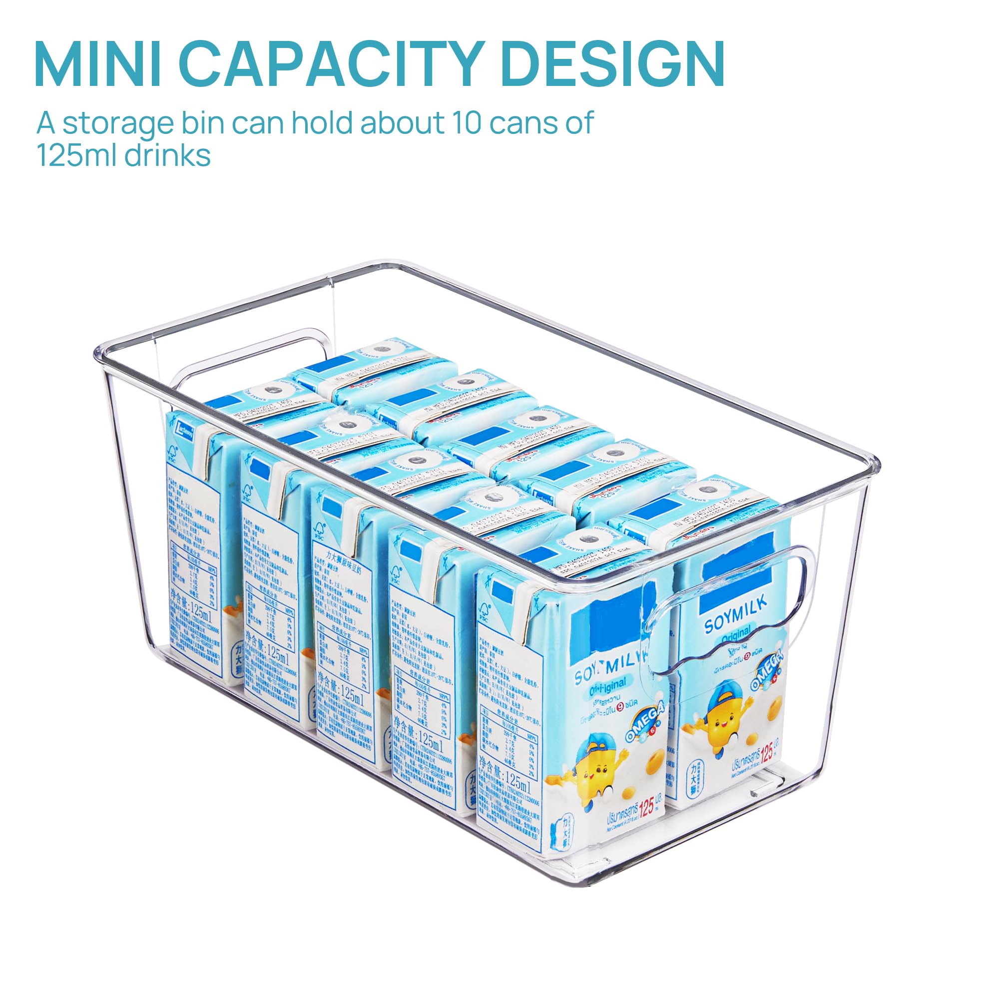 Vtopmart 6 PCS Clear Plastic Storage Bins, Pantry Organizer Containers with Handle for Refrigerator, Fridge, Cabinet, Kitchen, Countertops, Cupboard, Home Organization and Storage, XL