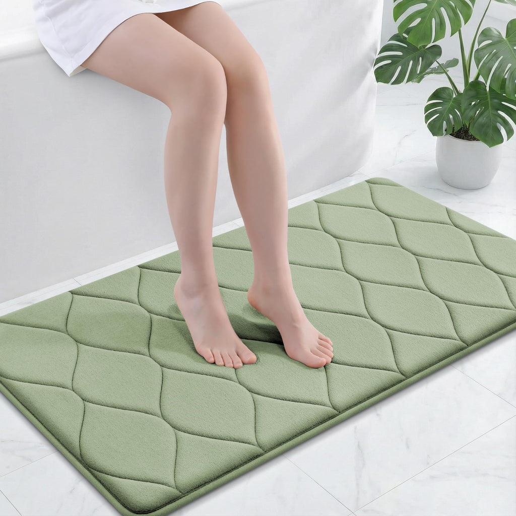 Smiry Memory Foam Bath Mat 30''x20'', Ultra Soft Non-Slip Bathroom Rug, Plush Water Absorbent Quick Dry and Machine Washable Floor Mat for Shower, Tub & Home Decor, Grey