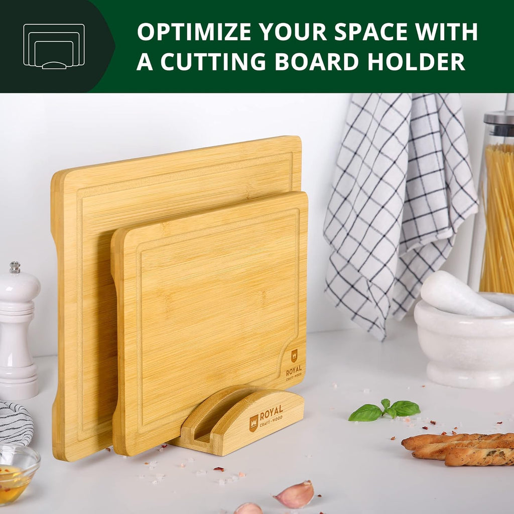 ROYAL CRAFT WOOD Cutting Board Stand for Cutting Board Sets, Chopping Boards Rack Organizer that Holds up to 3 Cutting Boards to 0.6 Inches Thick