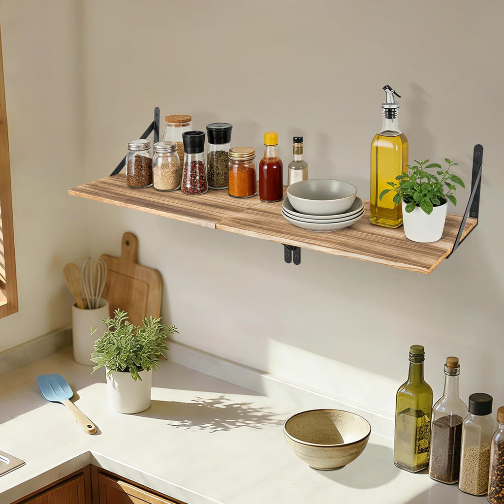 RedCall Floating Shelves,16W x 12D Wood Wall Shelves for Living Room,Bedroom,Kitchen, Office Storage