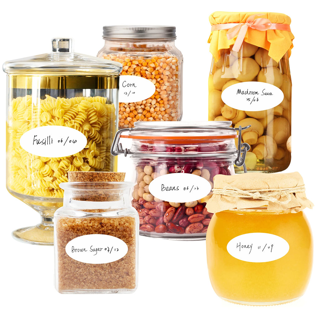 500 Removable Freezer Pantry Canning Labels Set Water Oil Resistant with Perforation Line for Food Containers Jars Kitchen Restaurant Storage Organization