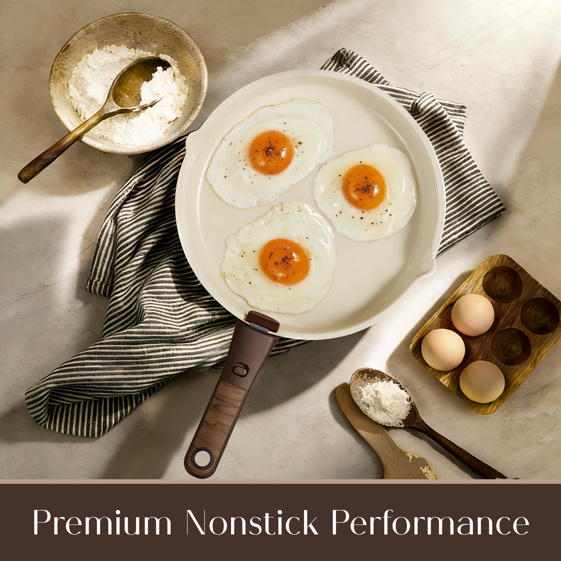 CAROTE 20Pcs Titanium Cookware Set, Pots and Pans Set Non Stick, Kitchen Cooking Set with Detachable Handle, Non Toxic Induction Cookware, Dishwasher/Oven Safe