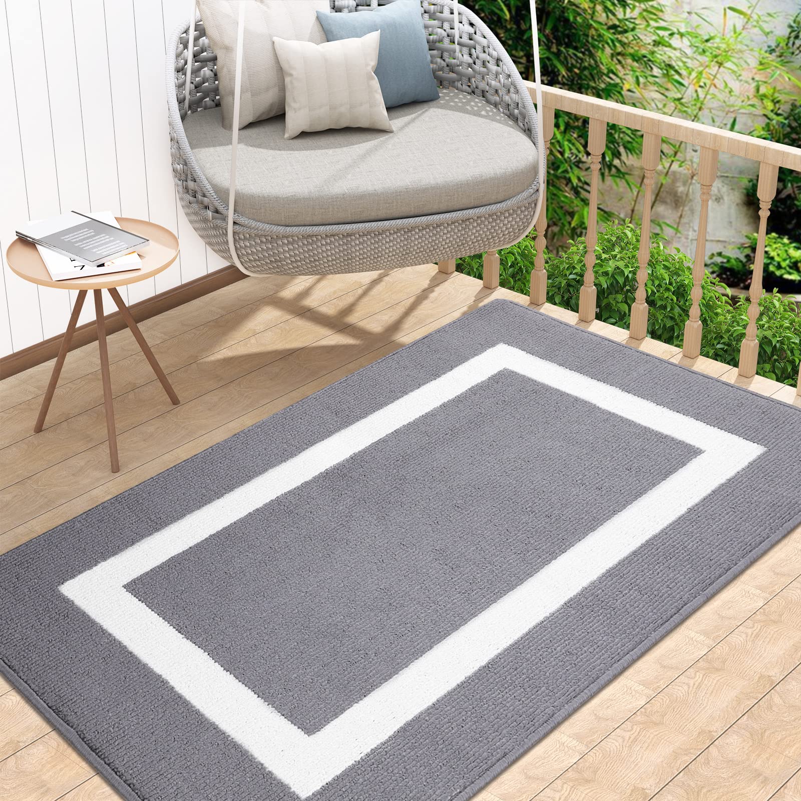 OLANLY Indoor Door Mat, 32x20, Non-Slip Absorbent Resist Dirt Entrance Mat, Washable Low-Profile Inside Entry Doormats for Entryway, Grey