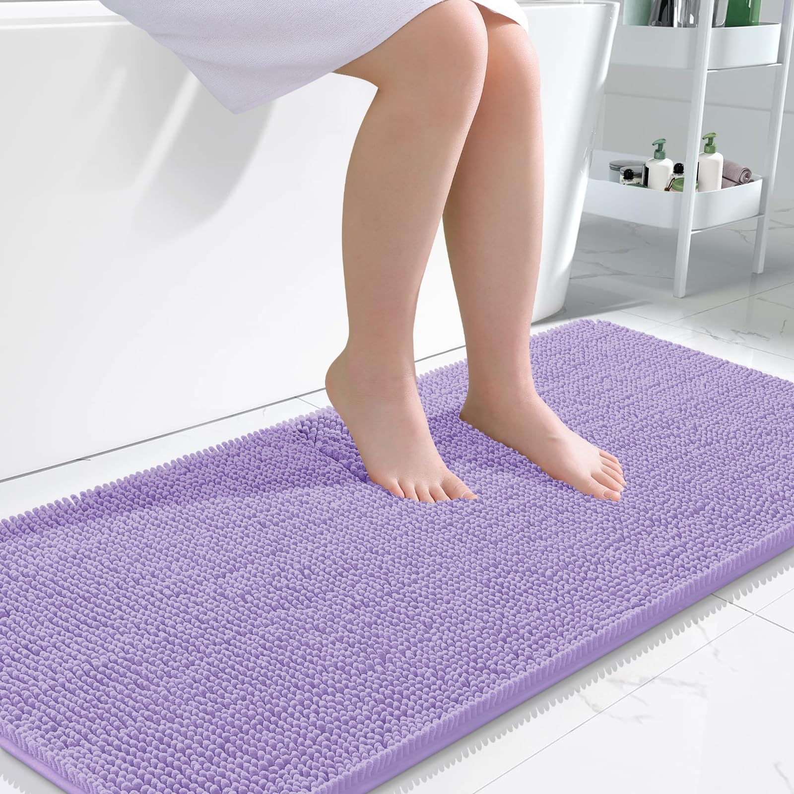 OLANLY Bathroom Rugs 30x20, Extra Soft Absorbent Chenille Bath Rugs, Rubber Backing Quick Dry, Machine Washable Bath Mats for Bathroom Floor, Tub and Shower, Home Decor Accessories, Grey