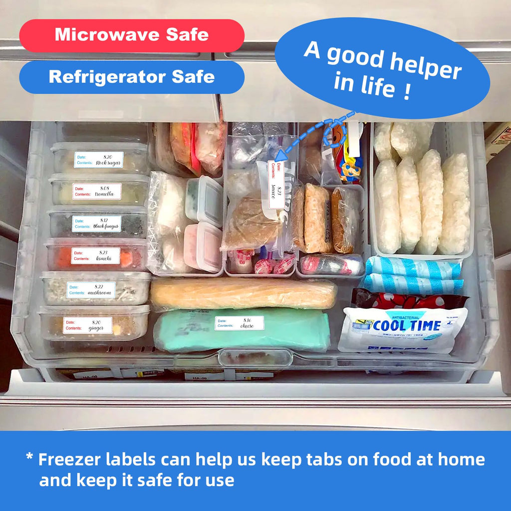 500 Pcs 1" x 3" Freezer Refrigerator Food Labels, Removable Adhesive, Water Oil Resistant, No Residue Food Storage Containers Labels Perfect for Monitoring Your Food in Kitchen