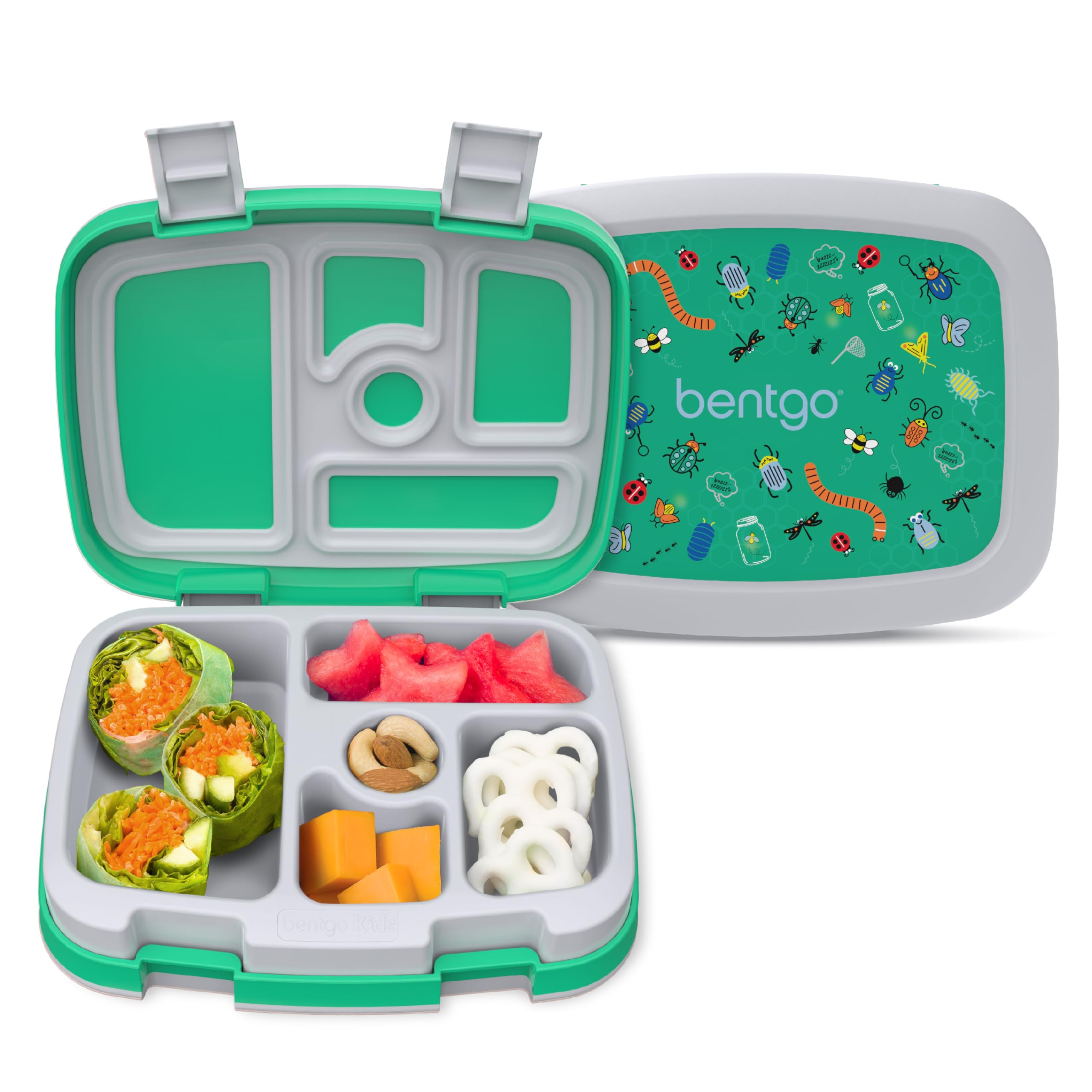 Bentgo Kids Prints Leak-Proof, 5-Compartment Bento-Style Kids Lunch Box - Ideal Portion Sizes for Ages 3-7, Durable, Drop-Proof, Dishwasher Safe, & PFAS & BPA-Free Materials (Unicorn)