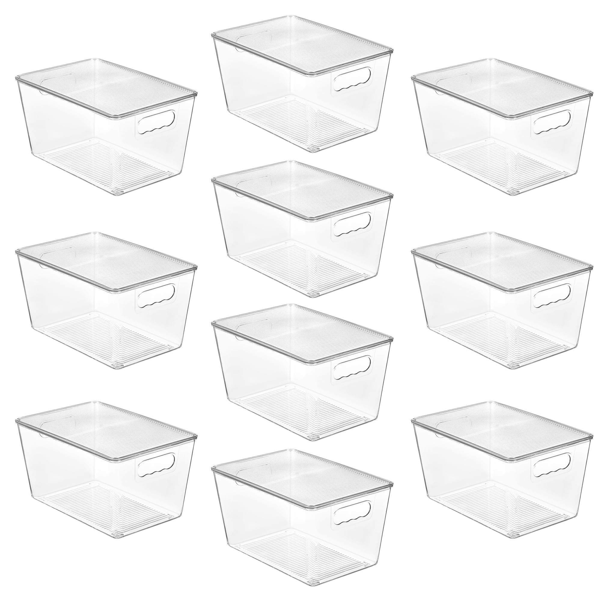 Vtopmart 6 Pack Clear Stackable Storage Bins with Lids, Large Plastic Containers with Handle for Pantry Organizer and Storage,Perfect for Bathroom,Cabinet,Kitchen,Fridge,Closet Organization