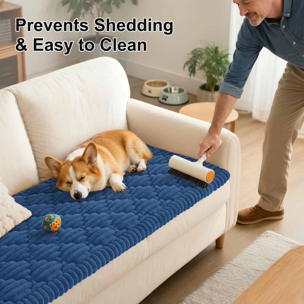 Smiry Pet Couch Cover for Dogs Washable, Non-Slip Fuzzy Couch Covers for 3 Cushion Sofa Pet Friendly, Soft Thick Furniture Protector Sofa Slipcover Mat for Dogs (Camel, 27.6" x 59")