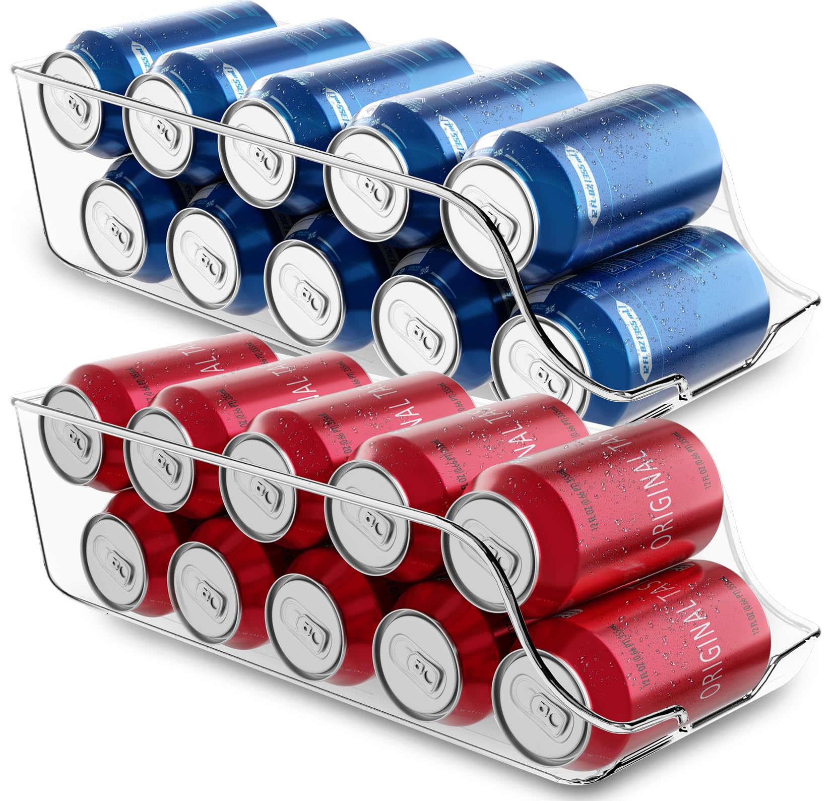 Utopia Kitchen Soda Can Organizer and Dispenser for Refrigerator/Pantry - Durable Can Storage Organizer Fridge & Kitchen Organization - (Clear, Set of 2)