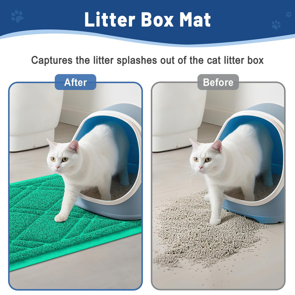 Smiry Cat Litter Box Mat 30x17, Non-Slip Water Resistant Litter Trapping Mat, Easy Clean Less Waste and Urine-Locking Cat Carpet for Indoor, Grey