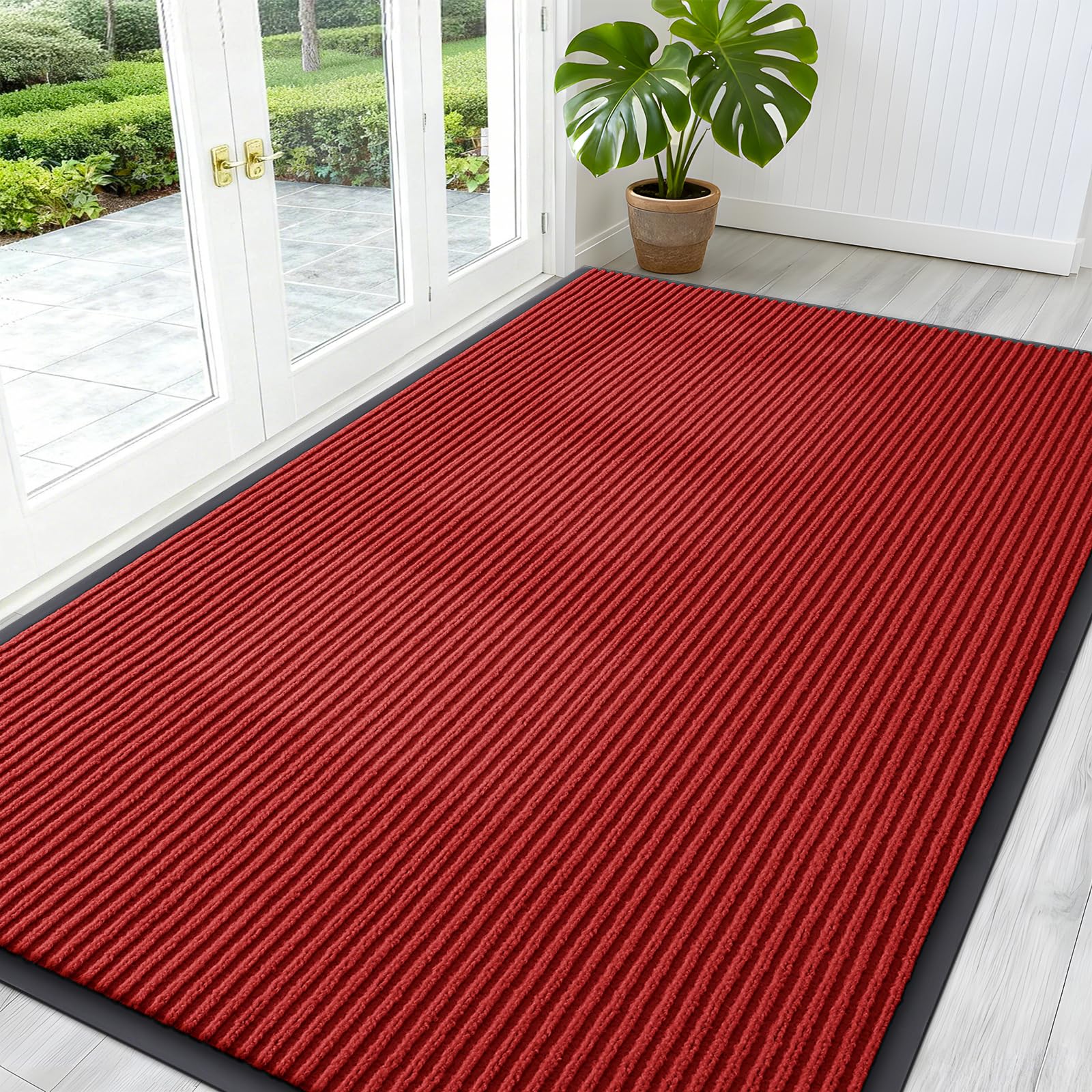 OLANLY Front Door Mat Indoor Outdoor Entrance, Waterproof Heavy Duty Doormat, Fade Resistant, Low Profile, Easy Clean Patio Porch Welcome Floor Mats for Entry, 29.5x17, Grey