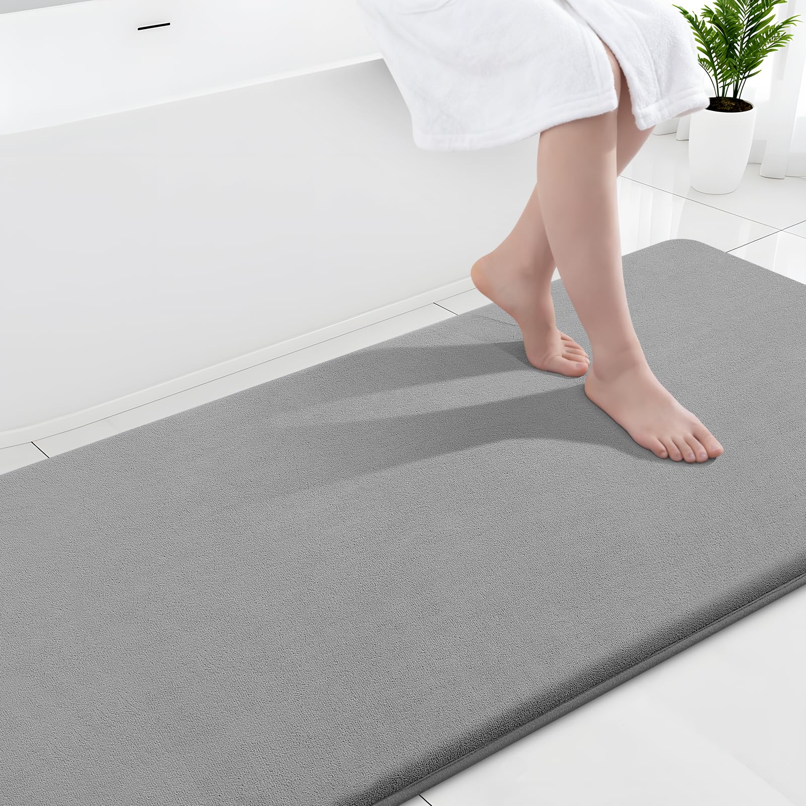 Smiry Memory Foam Bath Mat 30x20, Extra Soft and Absorbent Bathroom Mats, Non Slip Washable Carpet for Floor, Shower and Tub, Black