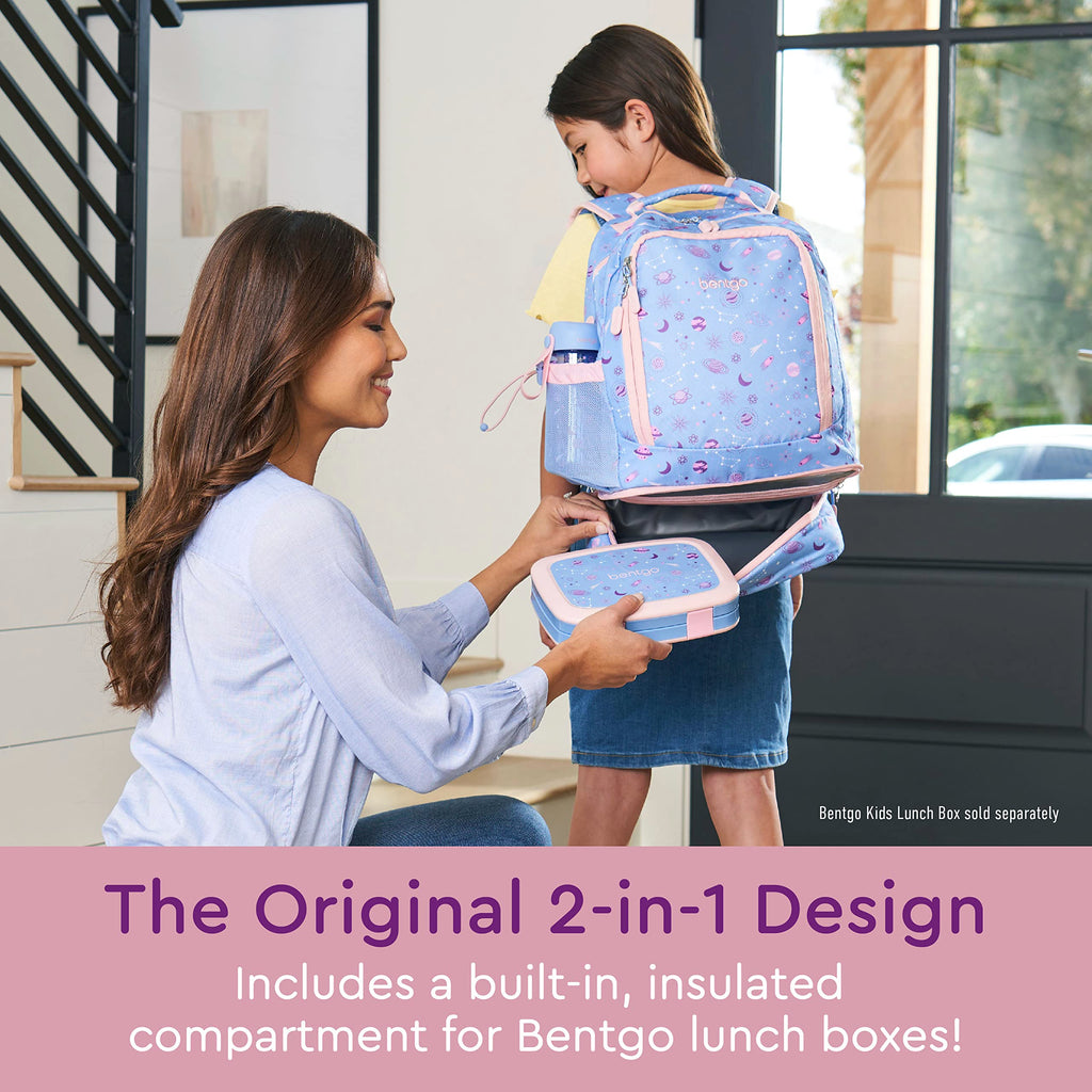 Bentgo Kids 2-in-1 Backpack & Insulated Lunch Bag - Durable 16” Backpack & Lunch Container in Unique Prints for School & Travel - Water Resistant, Padded & Large Compartments (Dinosaur)