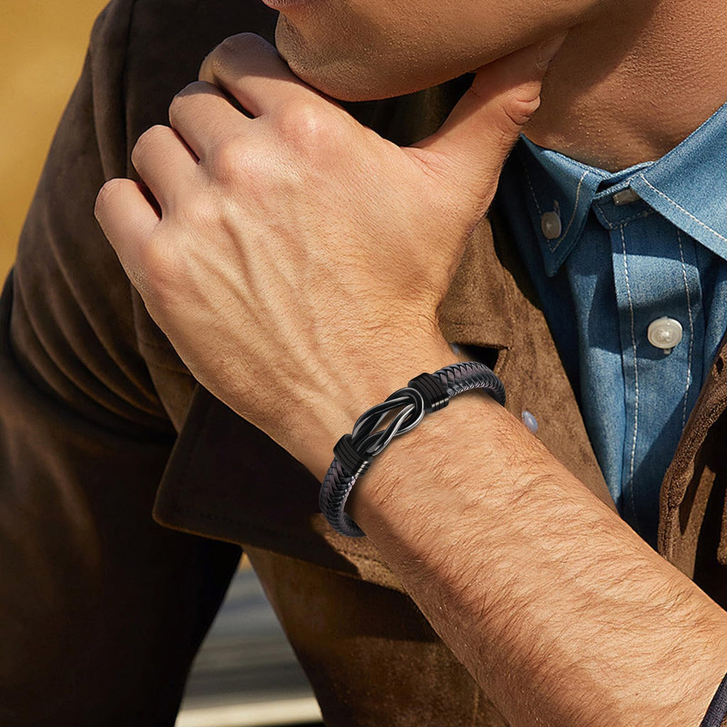 Bracelets Gifts for Men: Valentines Day Gifts for Him Leather Couples Bracelets Anniversary Romantic Gifts for Boyfriend Husband from Wife Valentine's Birthday Christmas