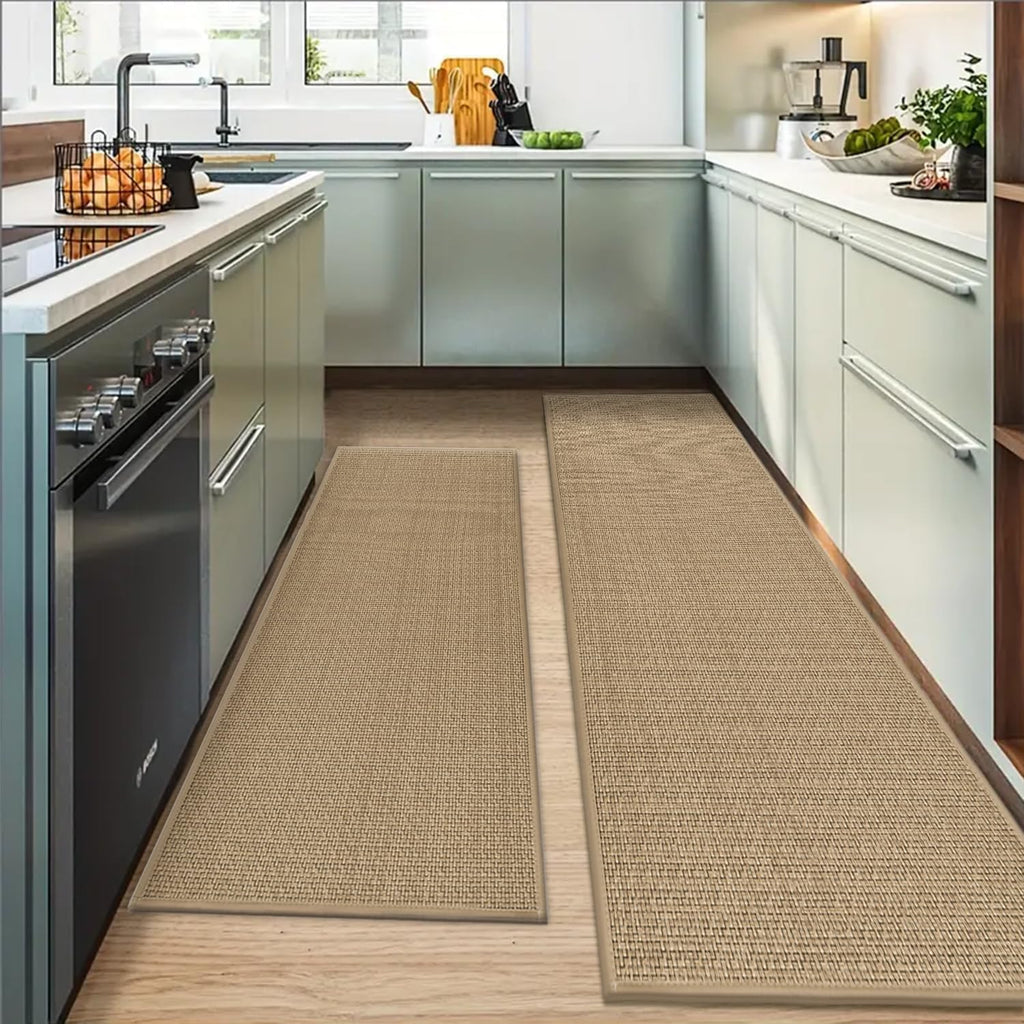 Artoid Mode Washable Non Slip Kitchen Rugs and Mats Set of 2, Rubber Backing Absorbent Kitchen Mats for Floor Front of Sink - 17x29 and 17x47 Inch