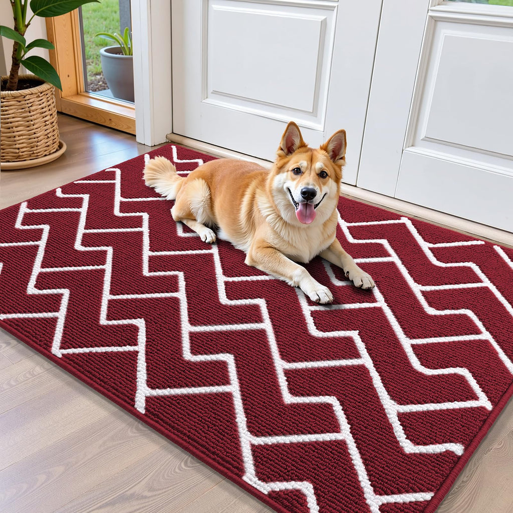OLANLY Front Door Mat, Non-Slip Rubber Backing, Dirt Resistant and Absorbent, Washable, Easy to Clean Low-Profile Indoor Doormat for Back Door, Entryway, Inside Entrance, 32x20, Grey