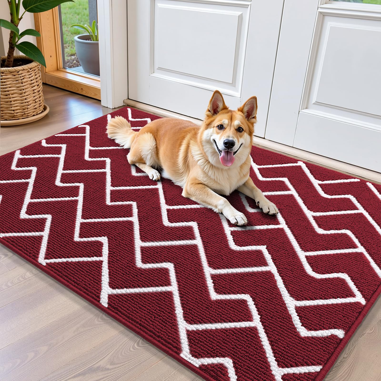 OLANLY Front Door Mat, Non-Slip Rubber Backing, Dirt Resistant and Absorbent, Washable, Easy to Clean Low-Profile Indoor Doormat for Back Door, Entryway, Inside Entrance, 32x20, Grey