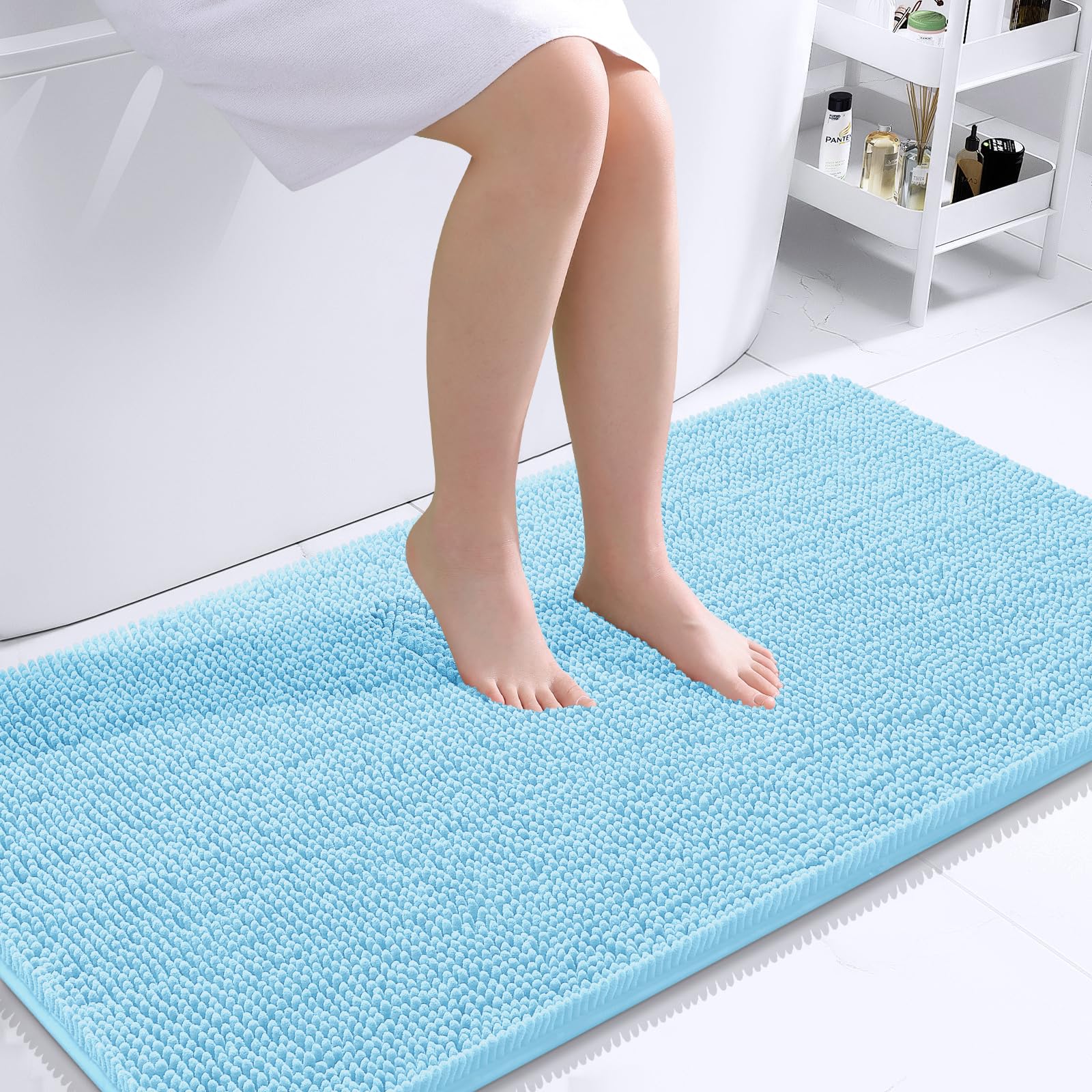 OLANLY Bathroom Rugs 30x20, Extra Soft Absorbent Chenille Bath Rugs, Rubber Backing Quick Dry, Machine Washable Bath Mats for Bathroom Floor, Tub and Shower, Home Decor Accessories, Grey