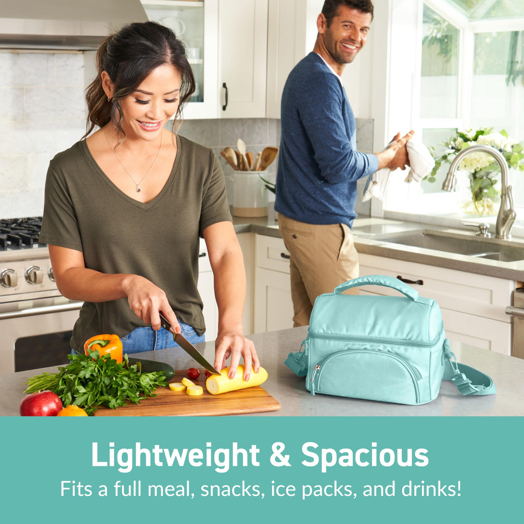 Bentgo® Deluxe Lunch Bag - Durable and Insulated Lunch Tote with Zippered Outer Pocket, Internal Mesh Pocket, Padded & Adjustable Straps, & 2-Way Zippers - Fits Most Lunch Boxes (Carbon Black)