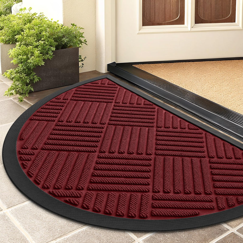 Smiry Front Door Mat Outside Entrance, Heavy Duty Outdoor Indoor Natural Rubber Doormat, Non Slip, Trap Dirt and Moisture, Easy Clean, Low Profile Patio Porch Entryway Mat, 29.5x17, Grey