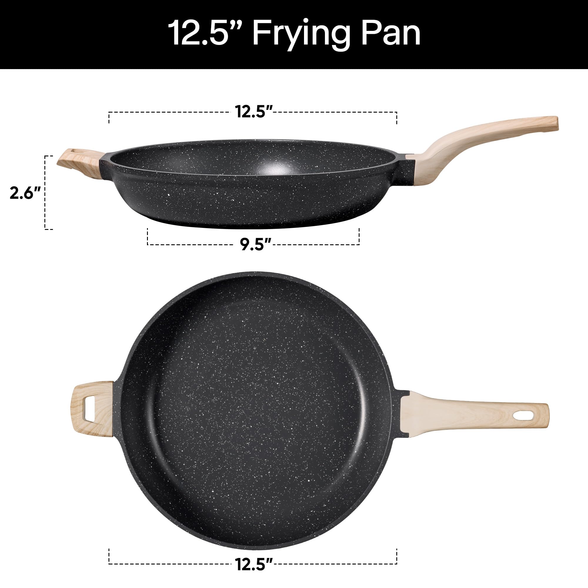 CAROTE Nonstick Frying Pan Skillet,Non Stick Granite Fry Pan Egg Pan Omelet Pans, Stone Cookware Chef's Pan, PFOA Free,Induction Compatible(Classic Granite, 8-Inch)
