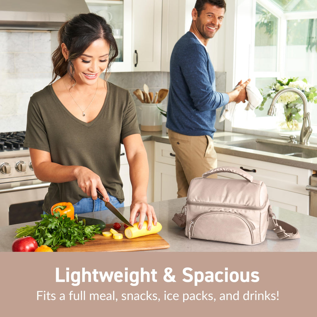 Bentgo® Deluxe Lunch Bag - Durable and Insulated Lunch Tote with Zippered Outer Pocket, Internal Mesh Pocket, Padded & Adjustable Straps, & 2-Way Zippers - Fits Most Lunch Boxes (Carbon Black)