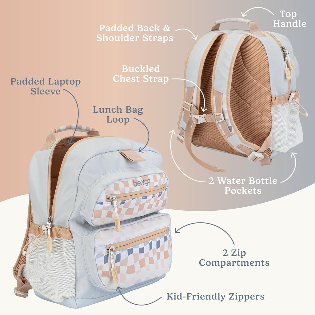 Bentgo® Kids 14” Backpack Set With Kids Prints Lunch Box (Checker Gradient)