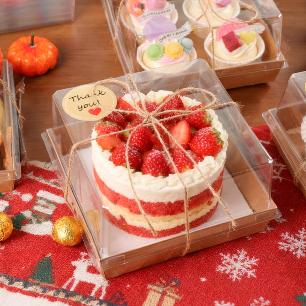 20 Pack Small Cake Boxes Charcuterie Boxes Mini Cake Containers With Lids For 4-6-inch Cake Pudding Sandwich Pie Bakery Dessert(Brown 7x7x4 inch)