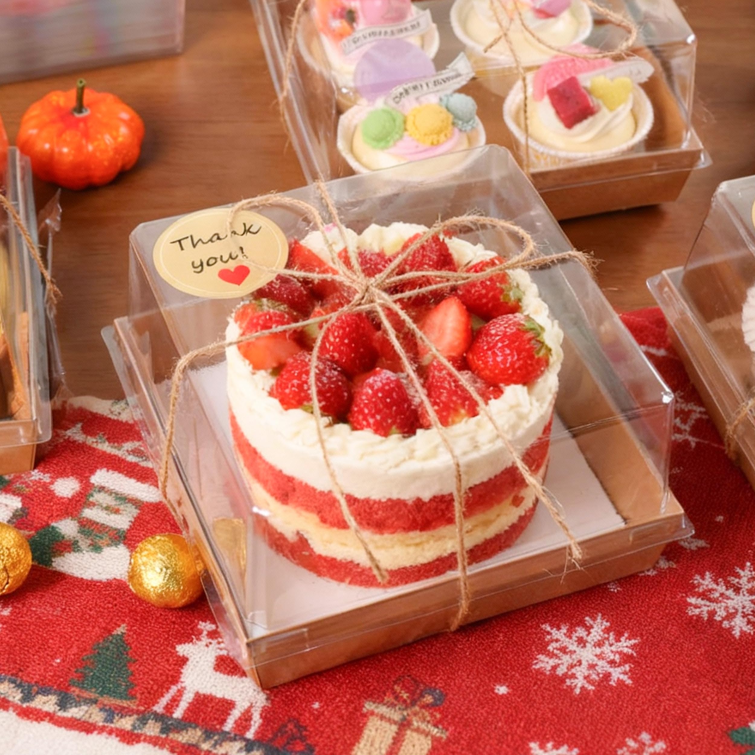 20 Pack Small Cake Boxes Charcuterie Boxes Mini Cake Containers With Lids For 4-6-inch Cake Pudding Sandwich Pie Bakery Dessert(Brown 7x7x4 inch)